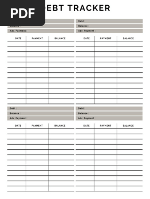 Debt Tracker Minimal Debt Tracker Printable Budget