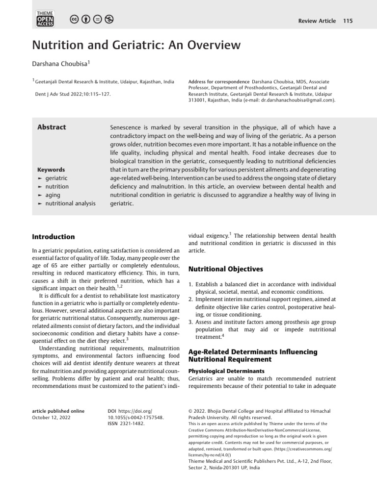 Nutrition and Geriatric An Overview | PDF | Dietary Fiber | Diet ...