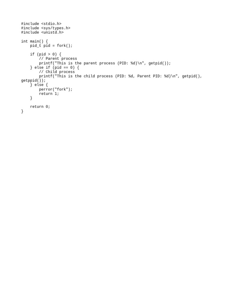 Process Forking in C | PDF | Computers