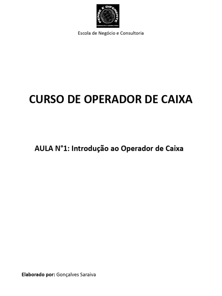Curso de Operador de Caixa: Aula 1 | PDF | Caixa | Dinheiro