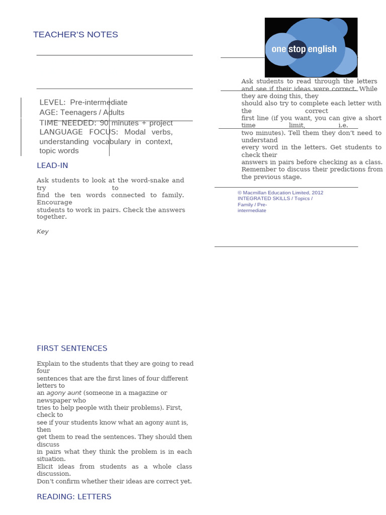 Topics Family Preint TN 335093 | PDF | Vocabulary | Word