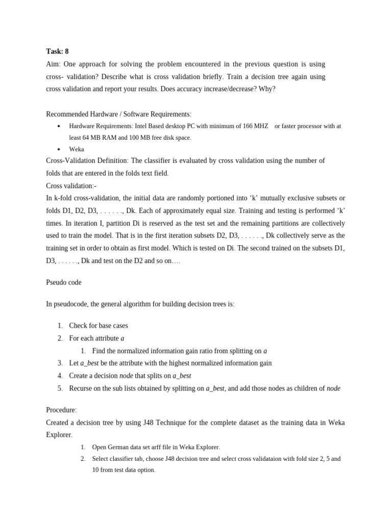 Decision Tree With Cross Validation | PDF | Cross Validation ...