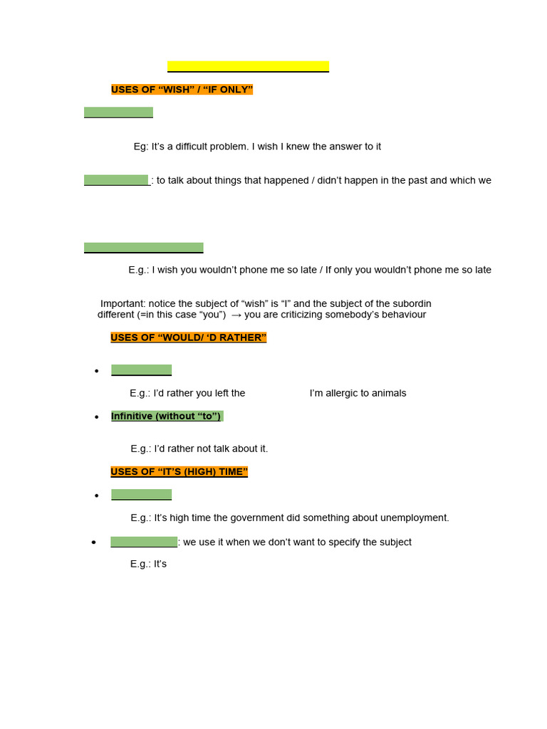 Unreal Uses of Past Tenses | PDF | Subject (Grammar) | Grammatical Tense