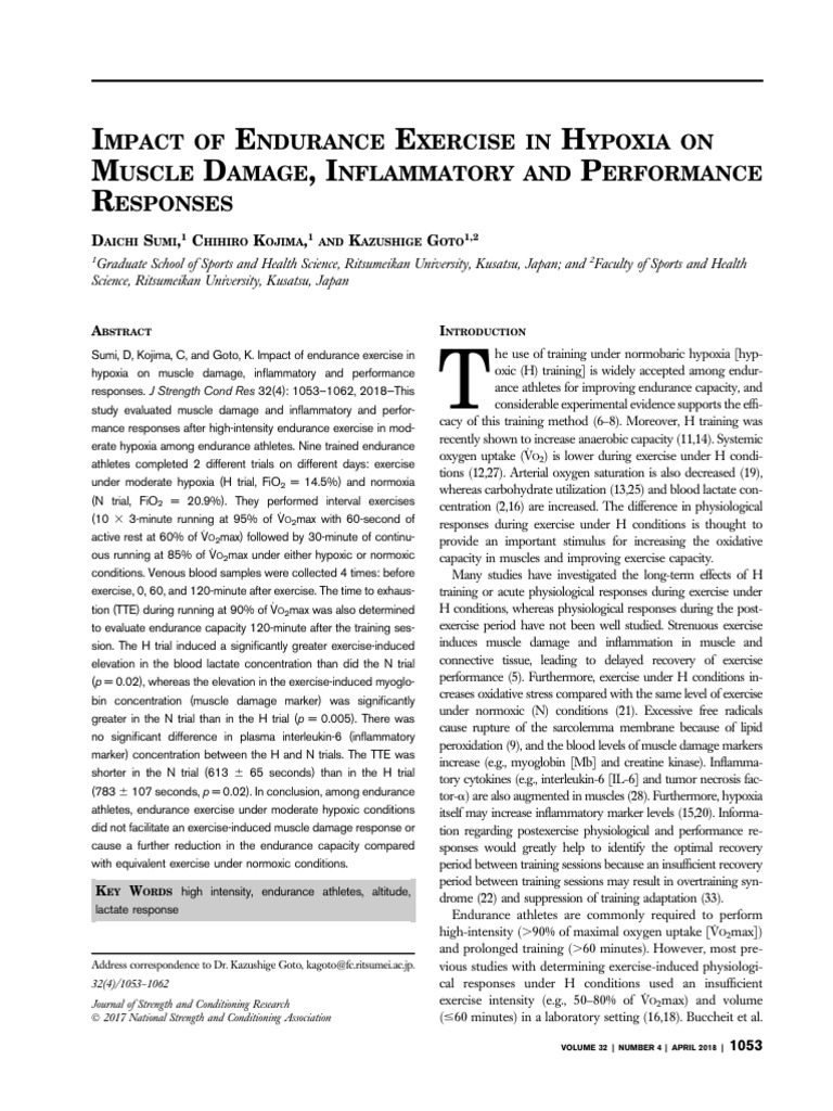 Impact of Endurance Exercise in Hypoxia On Muscle.21 | PDF | Strength ...