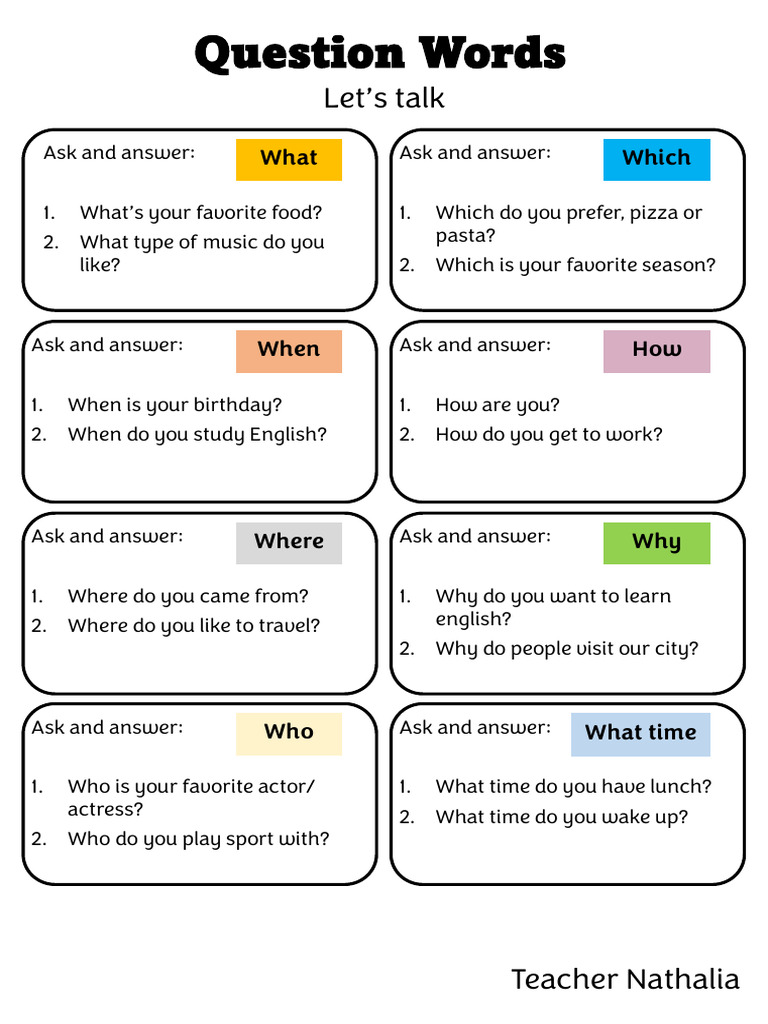 Question Words: Let S Talk | PDF