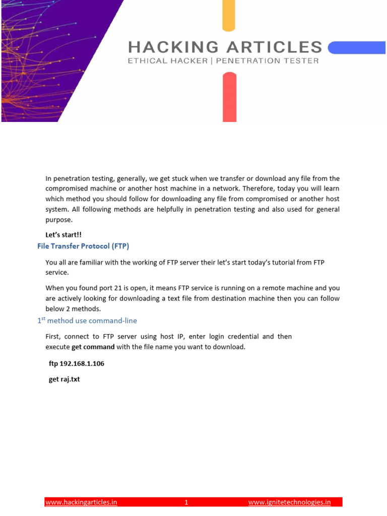 File Transfer Methods in Penetration Testing | PDF | File Transfer ...