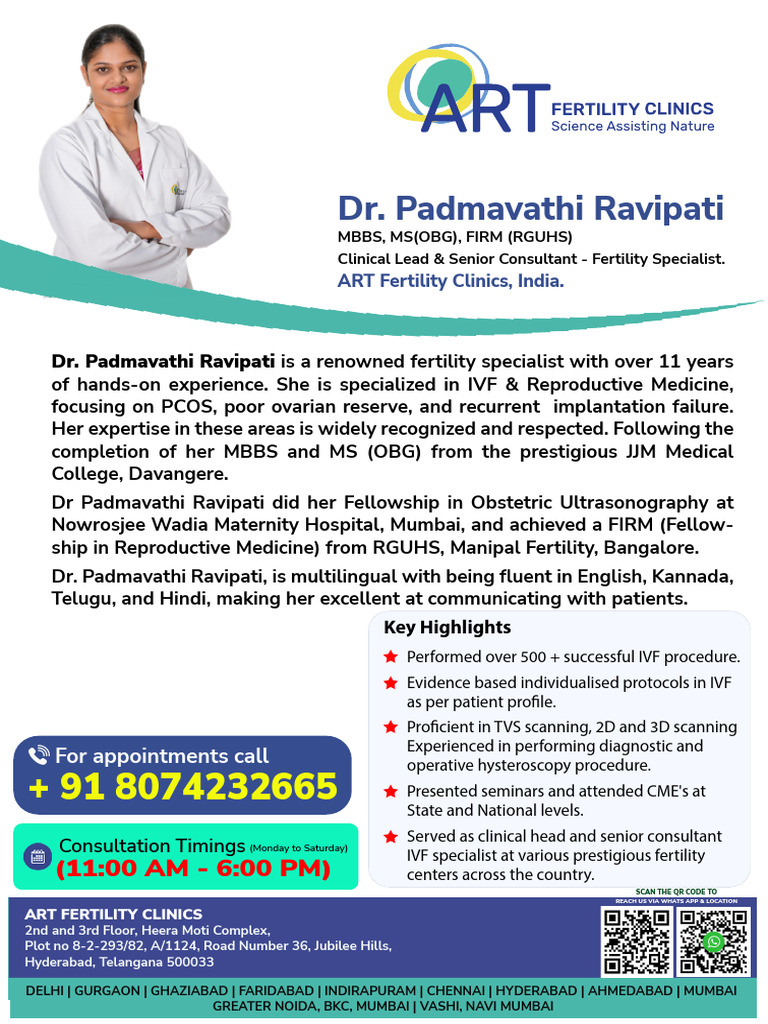 Dr Padmavathi Profile Pdf In Vitro Fertilisation Clinical Medicine