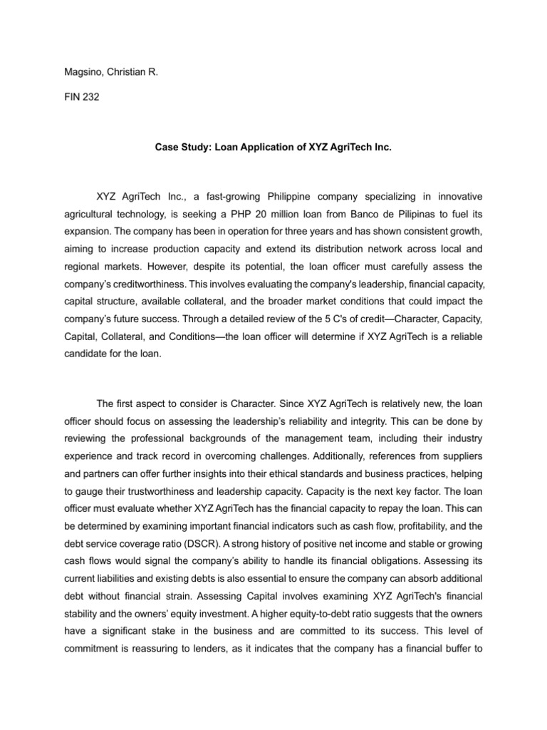 Lab case study1 pdf equity finance loans