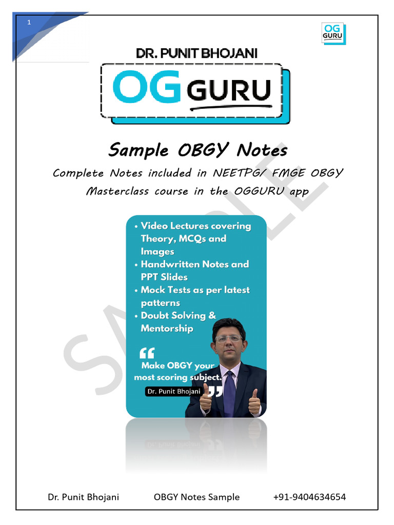 OGGURU - OBGY Notes Sample | PDF | Maternal Health | Gynaecology