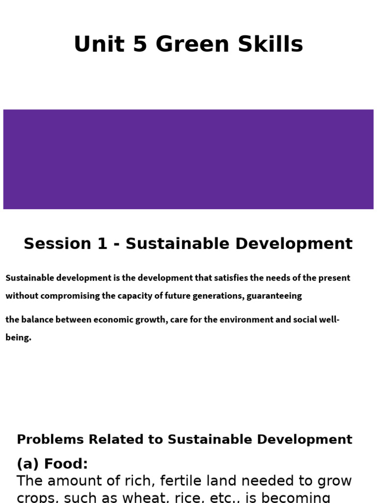 Unit 5 - ES (Green Skills) | PDF | Sustainability | Sustainable Development