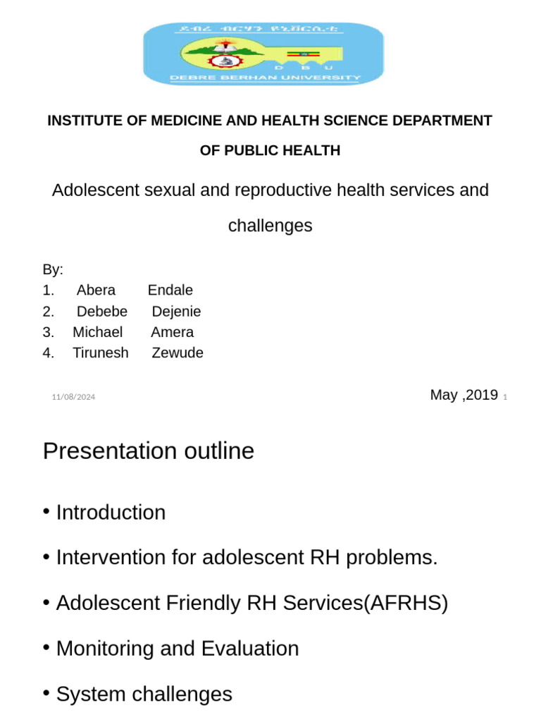 Adolescent Sexual and Reproductive Health Services and Challenges | PDF ...