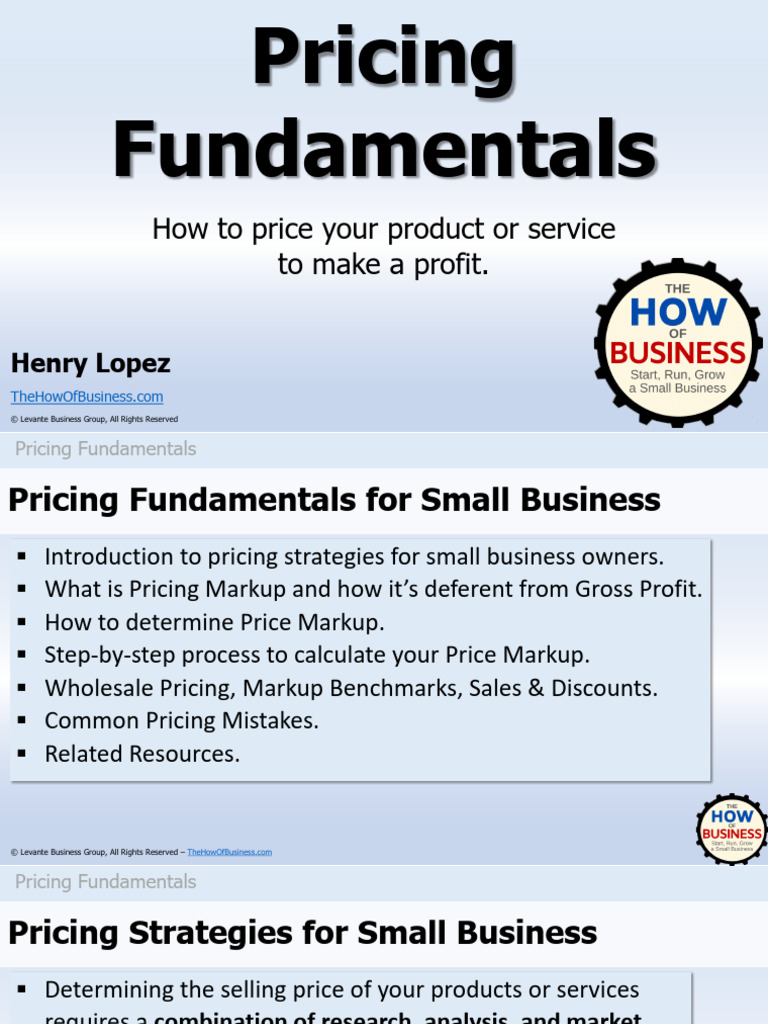 Pricing Fundamentals For Small Business | PDF | Gross Margin | Pricing