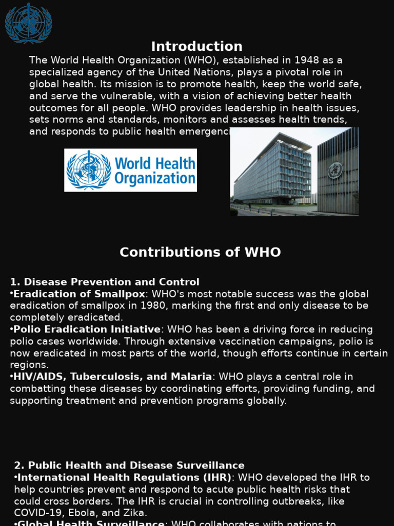 WHO's Role in Global Health Initiatives | PDF | World Health ...