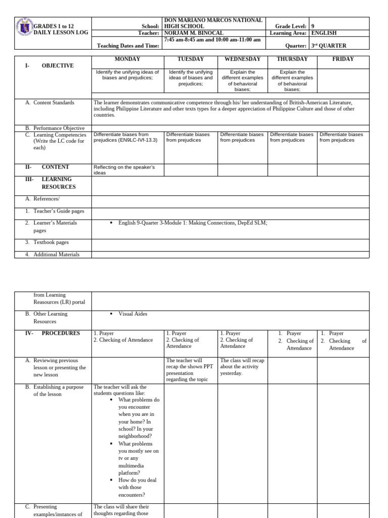 3rd Quarter Week 1 | PDF | Learning | Bias