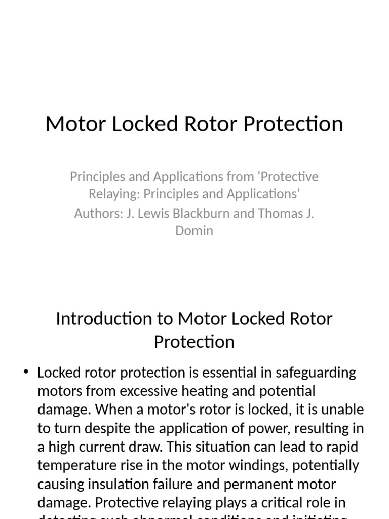Locked Rotor Protection for Motors | PDF | Electric Motor | Relay