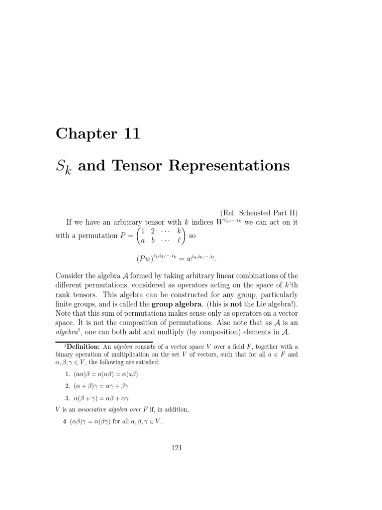 Tensor Representations and Group Algebras | PDF | Representation Theory ...