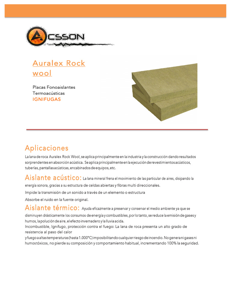 Ficha Técnica de Lana de Roca Rockwool | PDF | Hogar, jardinería y