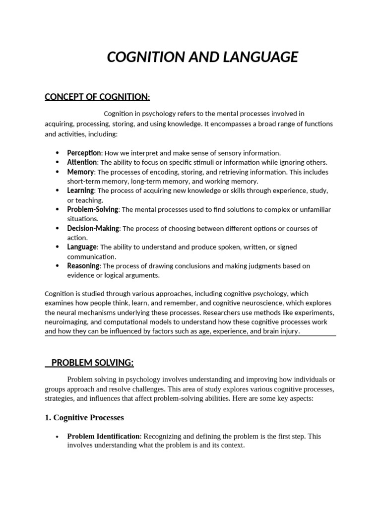 Cognition And Language Pdf Cognition Decision Making