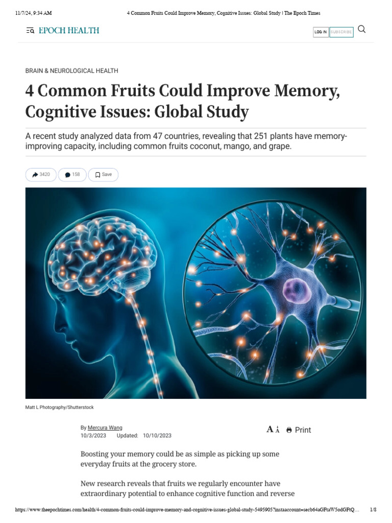 Fruits That Boost Memory and Cognition | PDF | Alzheimer's Disease | Memory