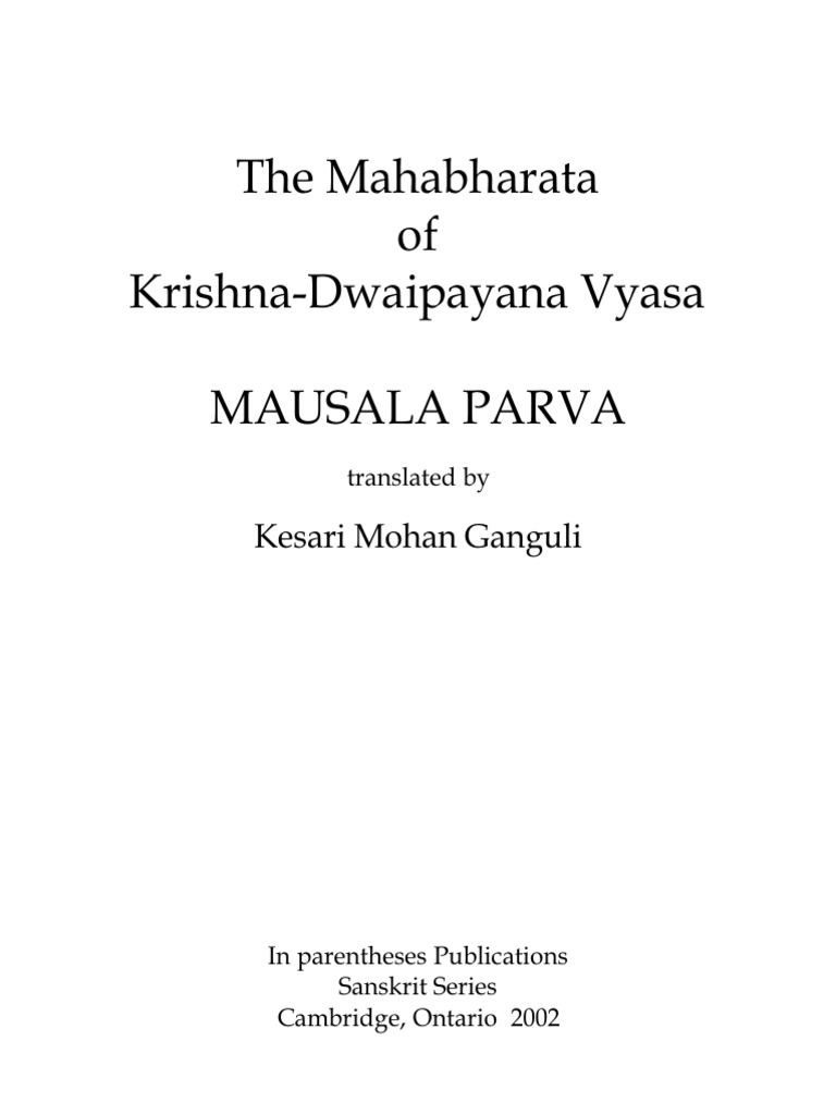 Mausala Parva: The Fall of the Vrishnis | PDF | Mahabharata | Hindu ...