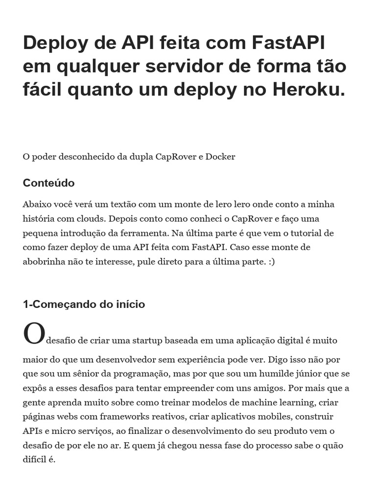 Deploy de API FastAPI com CapRover | PDF | Aplicativo para celular ...
