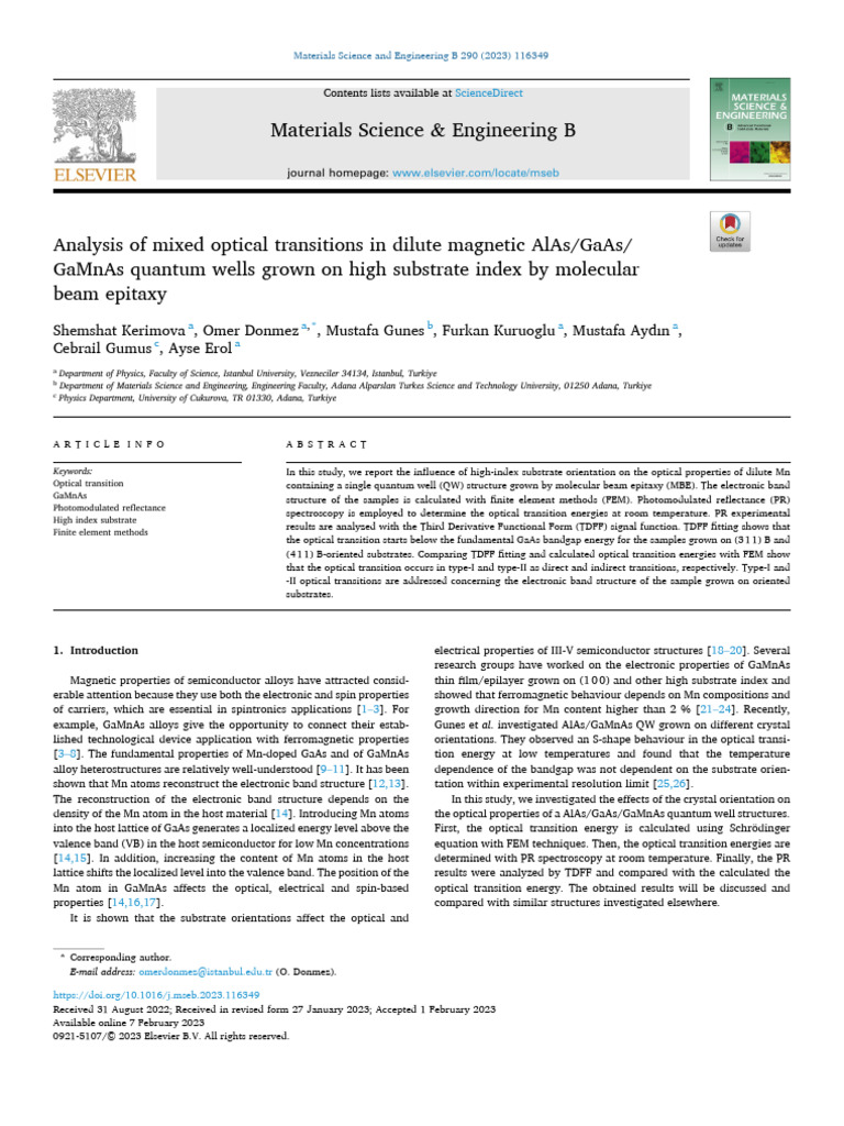 Optical Transitions in GaMnAs Quantum Wells | PDF | Gallium Arsenide ...