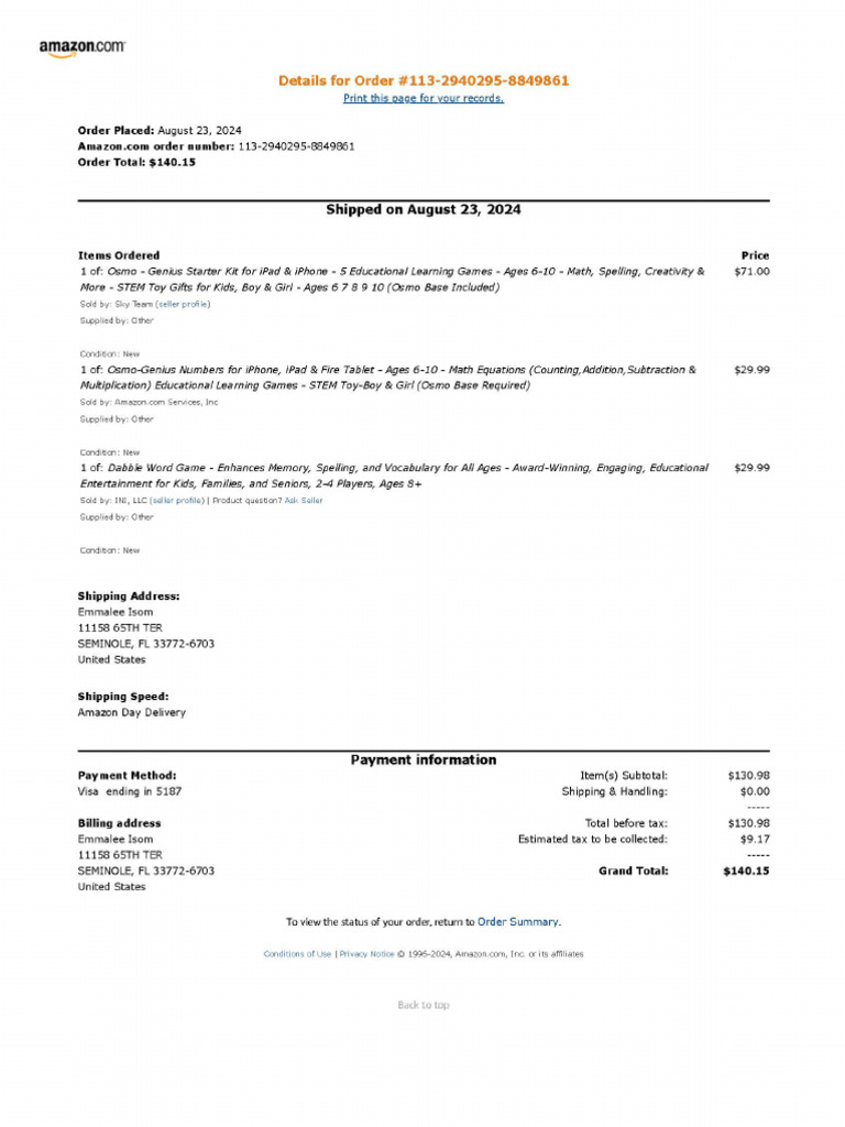 Order 113-2940295 | PDF