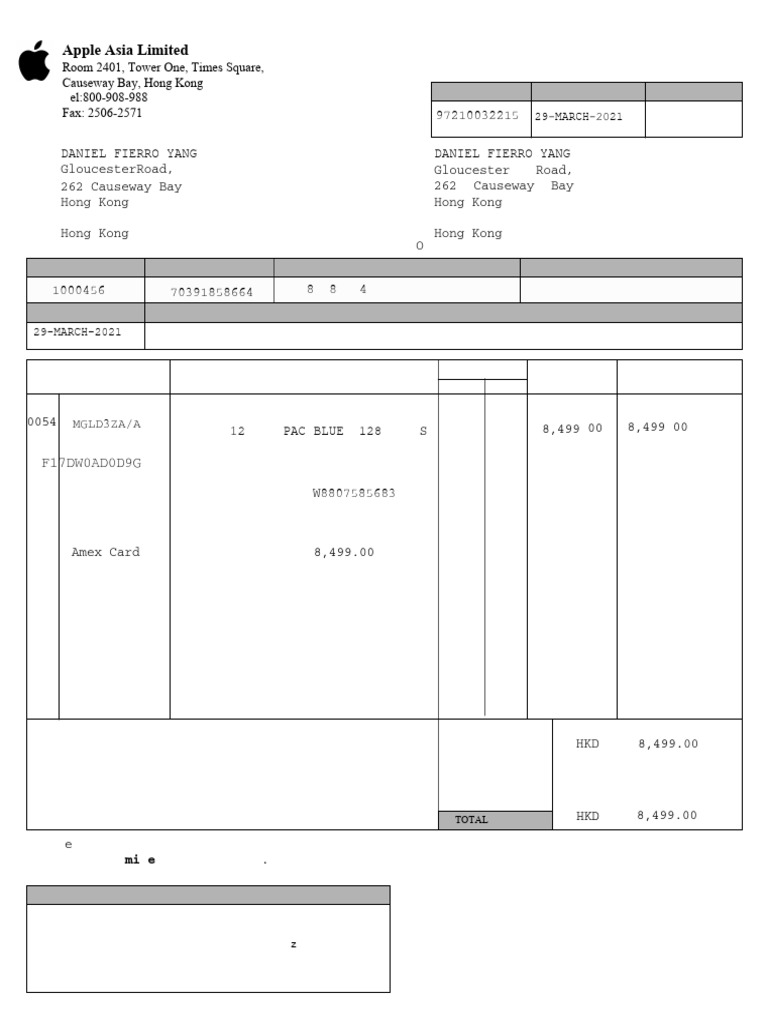 iPhone 12 Pro Invoice - 128GB Pacific Blue | PDF | Apple Inc.