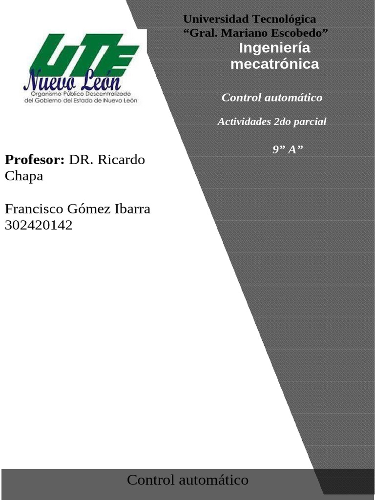 Actividades 2d0 Parcial Frank Control Automatico 9A | PDF