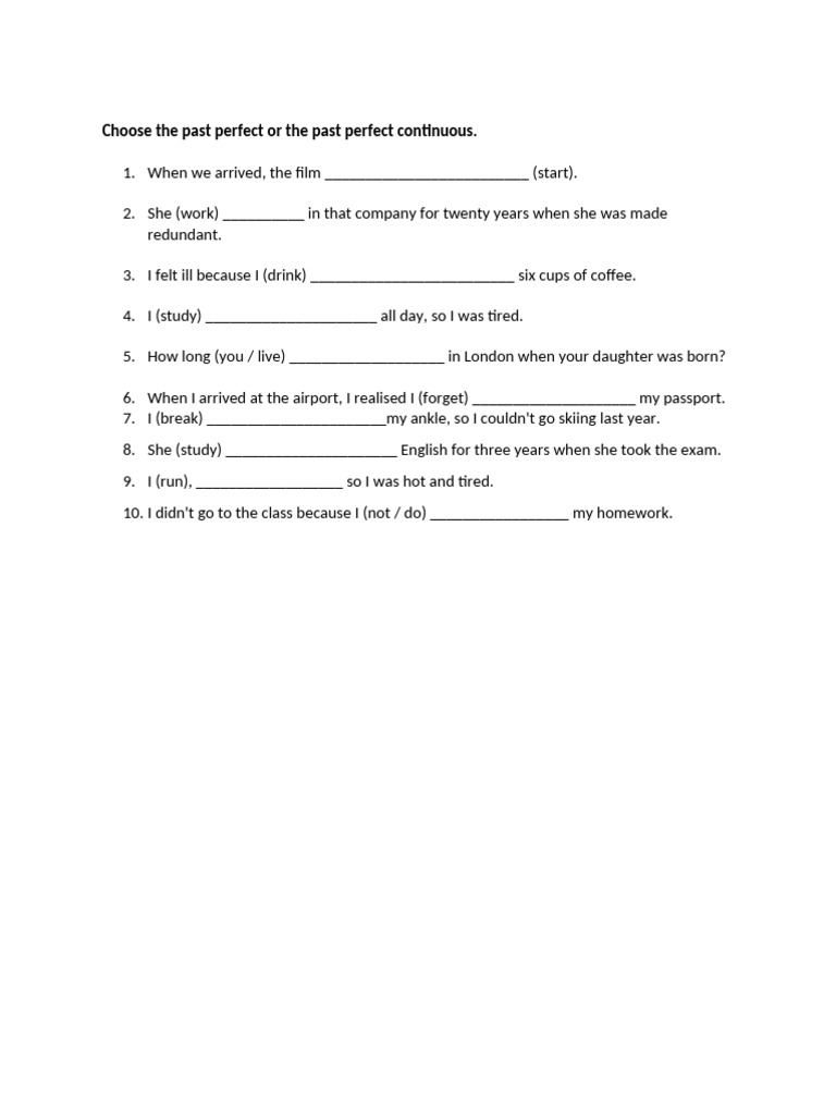 Past Perfect Simple Vs Past Perfect Continuous | PDF