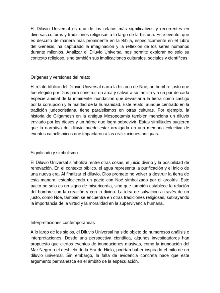 El Diluvio Universal: Mito y Significado | PDF | Mito de la inundación ...