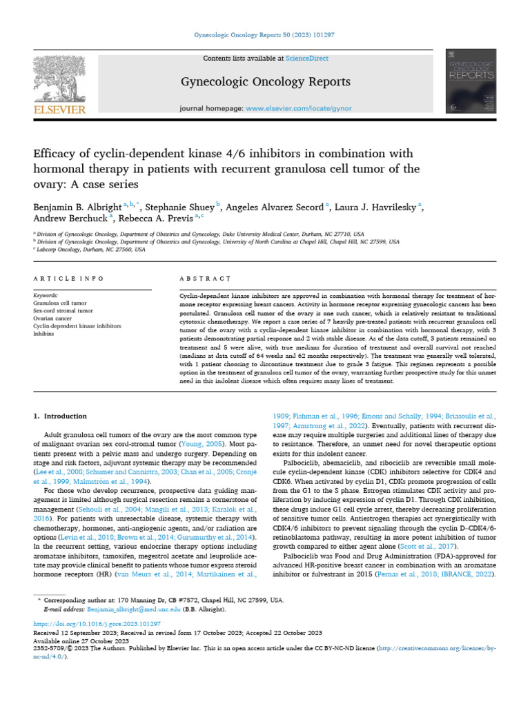 Efficacy of Cyclin Dependent Kinase 4-6 Inhibitors in Combination With ...