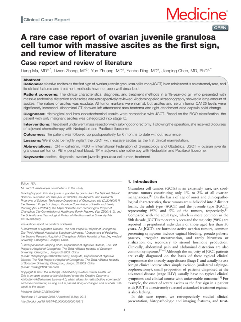 A Rare Case Report of Ovarian Juvenile Granulosa | PDF | Ovarian Cancer ...