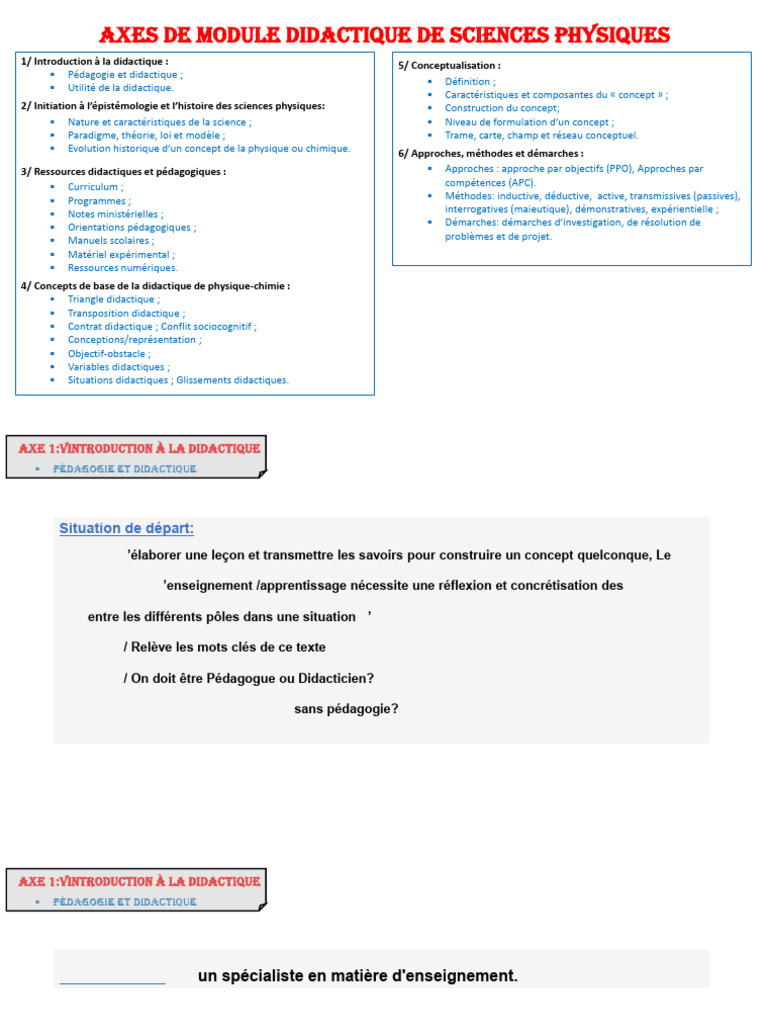 Didactique des Sciences Physiques : Concepts clés | PDF | Expérience ...