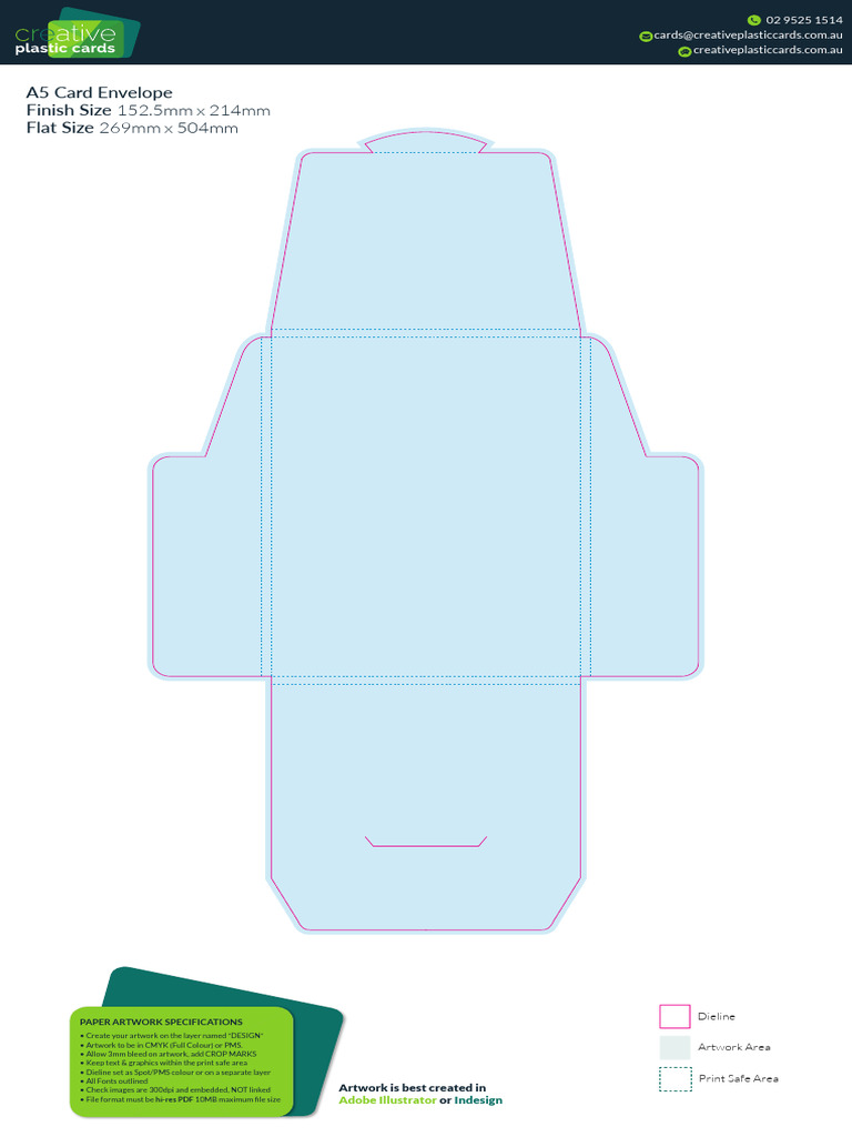 A5 Card Envelope Artwork Guide | PDF