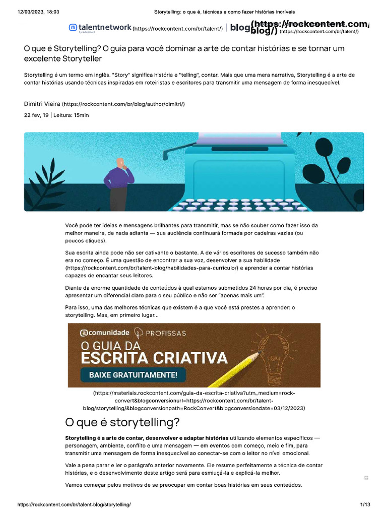 O Que É Storytelling. Guia para Você Dominar | PDF