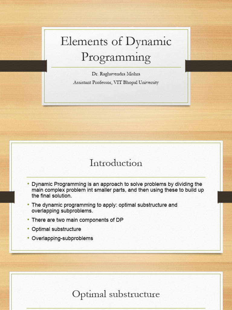 Elements of Dynamic Programming | PDF | Dynamic Programming | Algebra