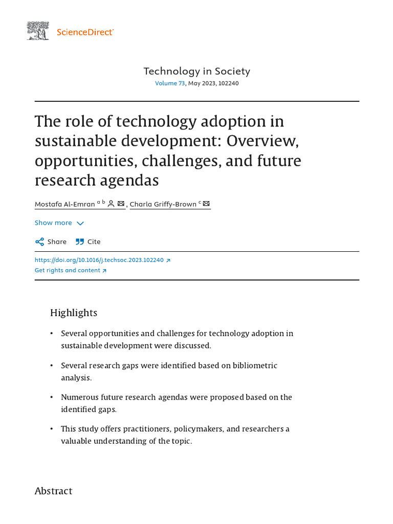The Role of Technology Adoption in Sustainable Development - Overview ...