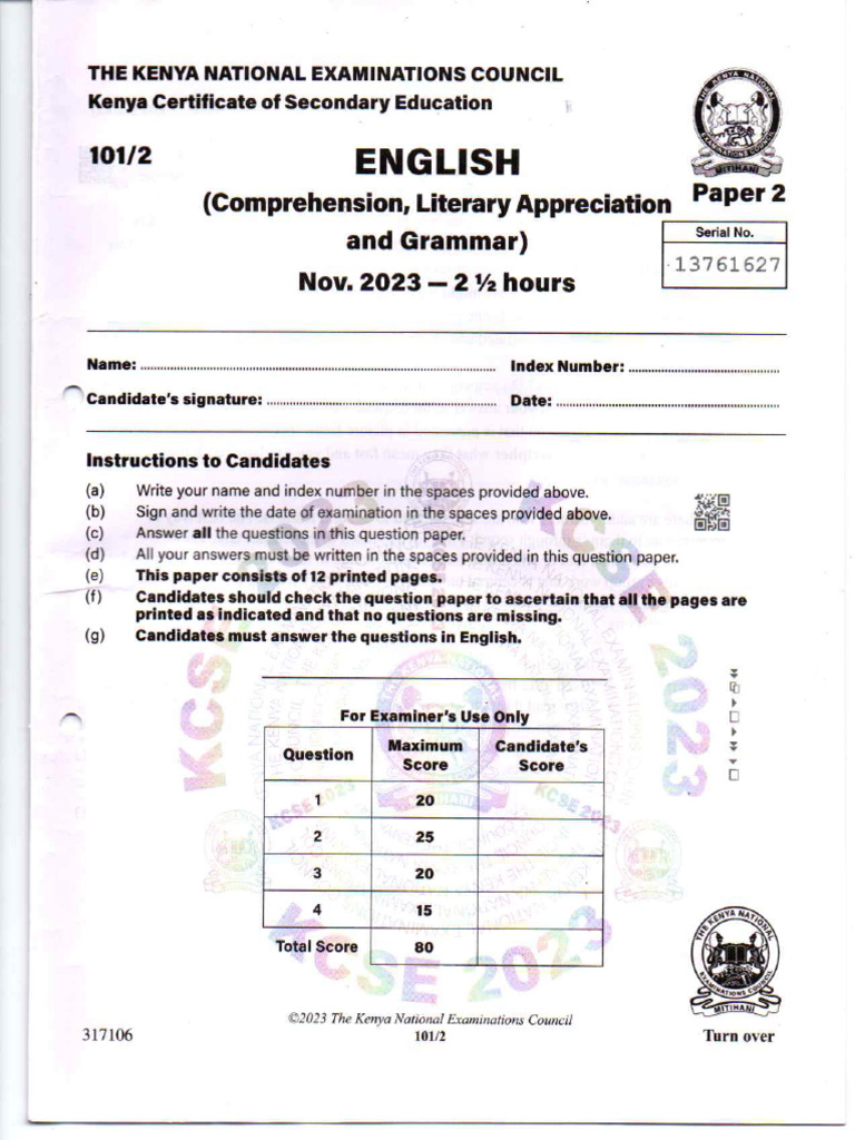 English Paper 2 | PDF