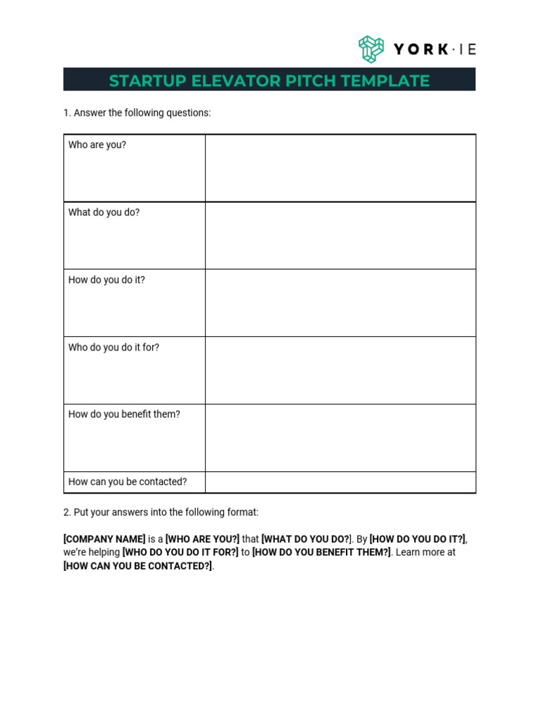 Startup Elevator Pitch Template and Examples - 1660051276948 | PDF
