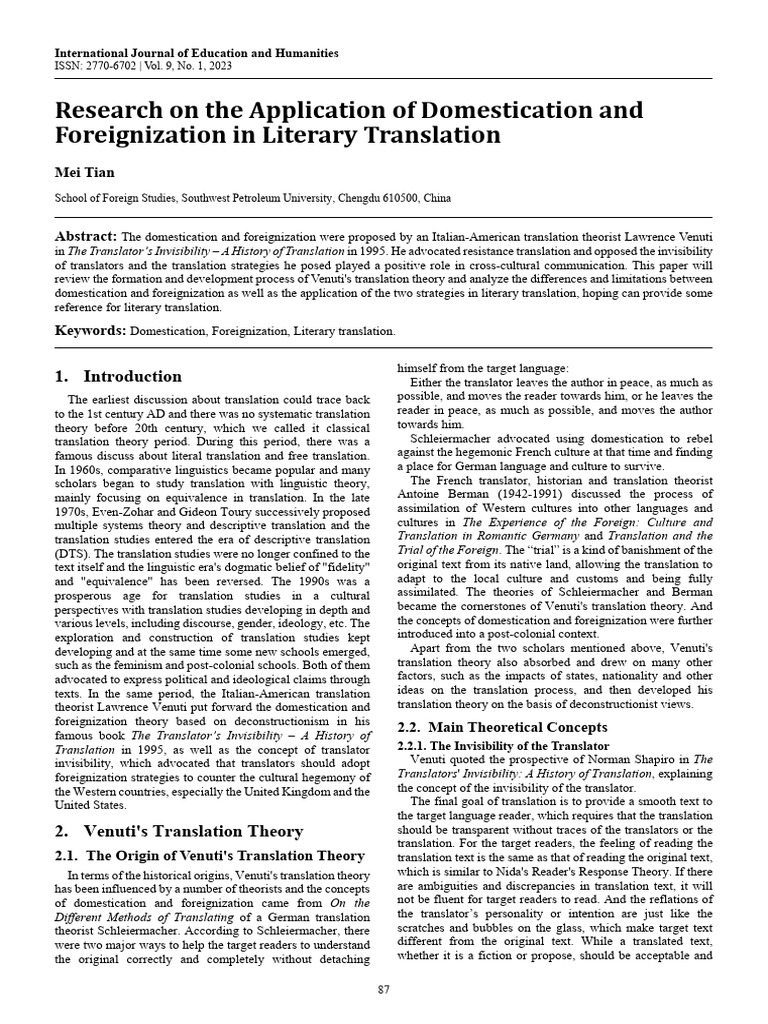 Research On The Application of Domestication and Foreignization in ...