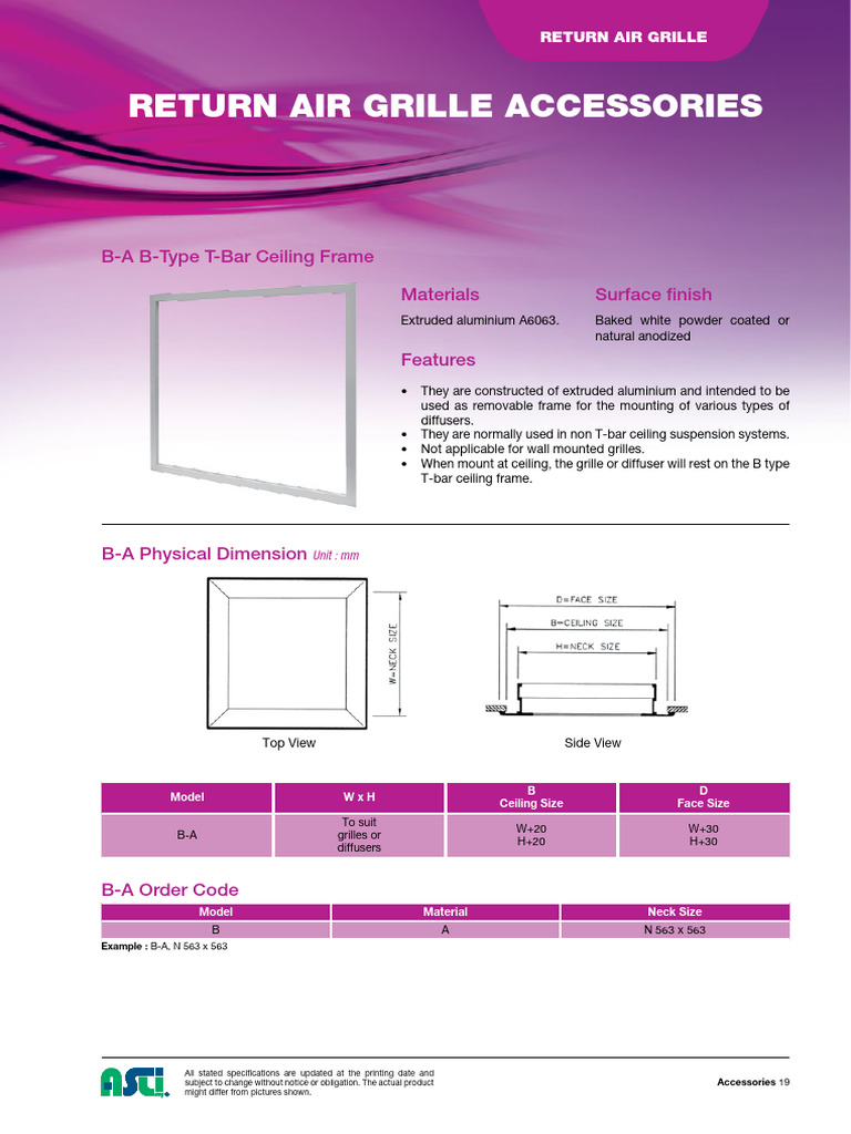 08 Return Air Grille Accessories | PDF | Duct (Flow) | Manufactured Goods