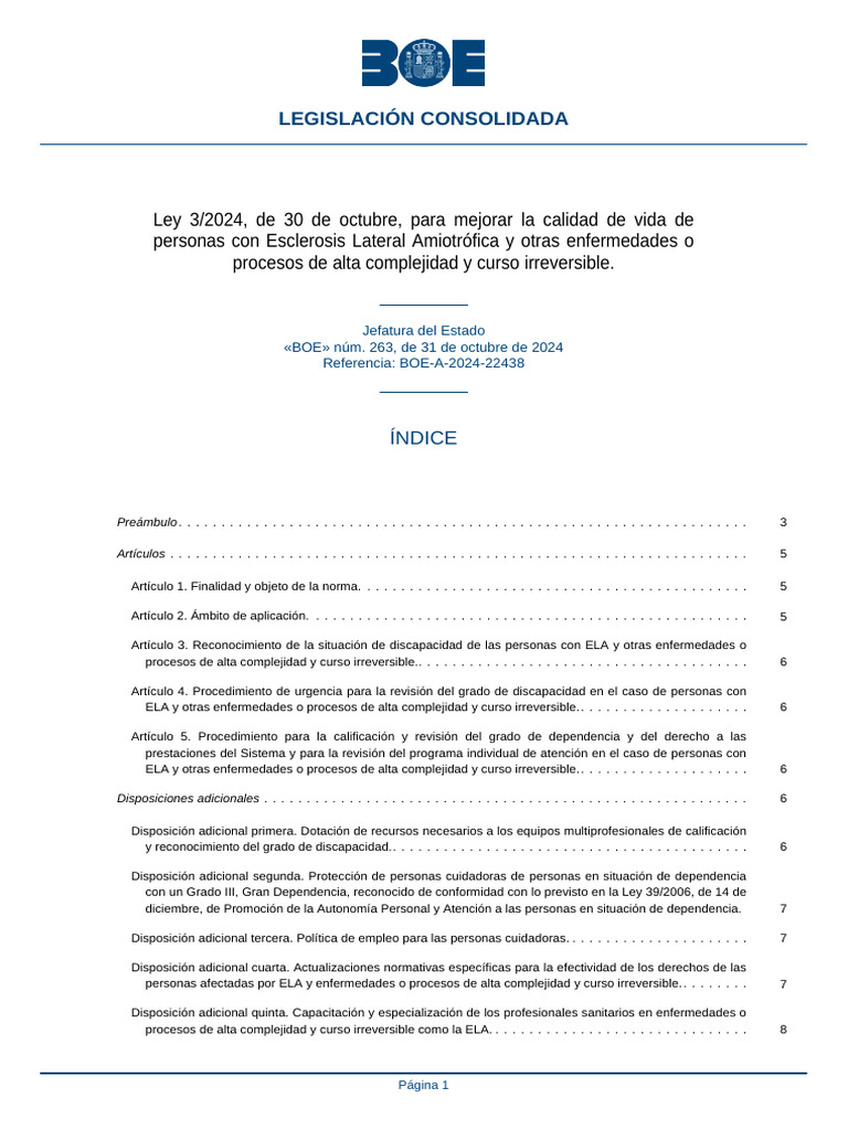 Ley para mejorar la vida de pacientes con ELA | PDF