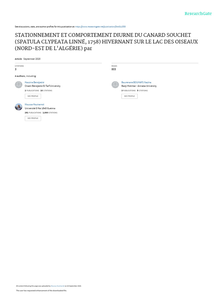 Comportement diurne du Canard souchet | PDF | Migration des oiseaux ...