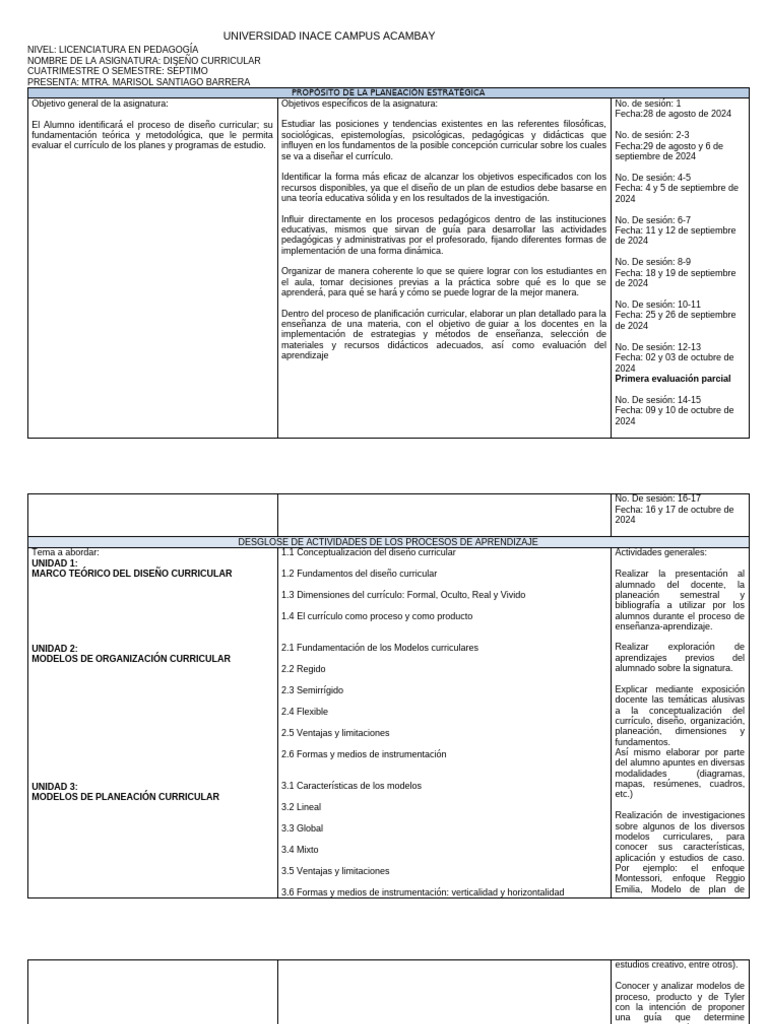 Diseño Curricular en Licenciatura en Pedagogía | PDF | Plan de estudios ...
