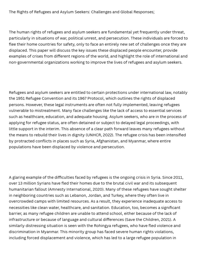 Refugee Rights: Global Challenges & Responses | PDF | Refugee | United ...