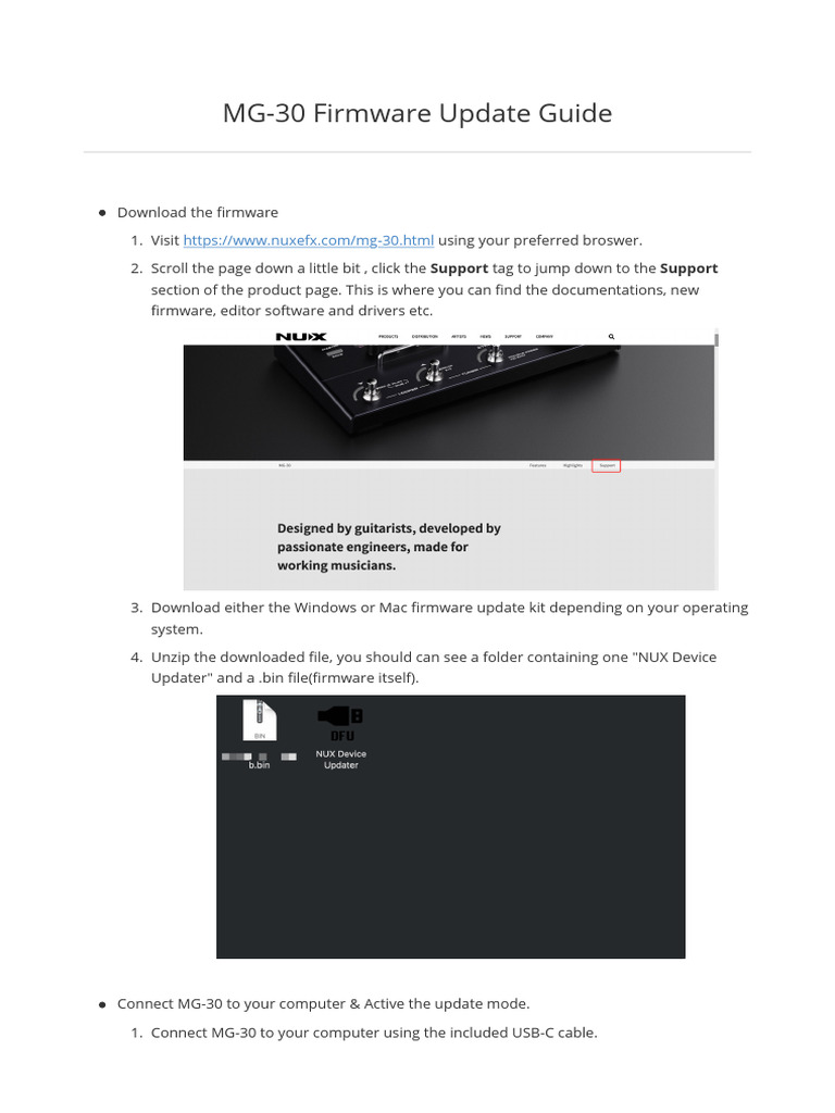 MG-30 Firmware Update Instructions | PDF