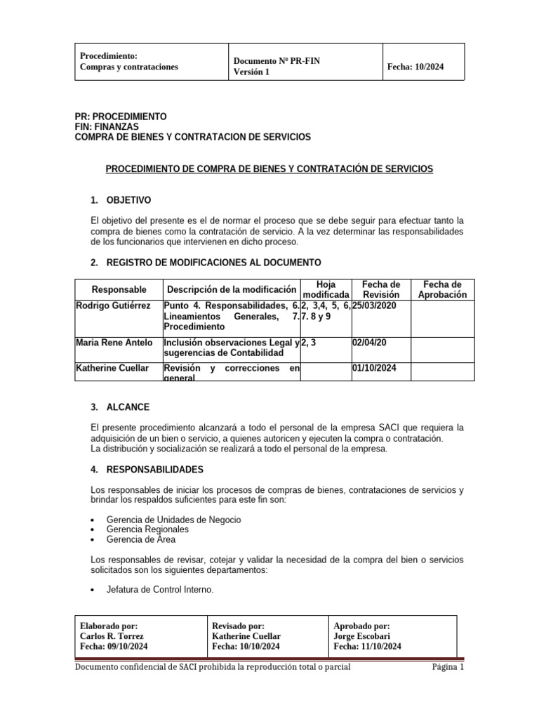 Procedimiento de Compras y Contrataciones | PDF | Contabilidad | Business