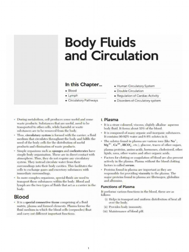 Body Fluids and Circulation | PDF