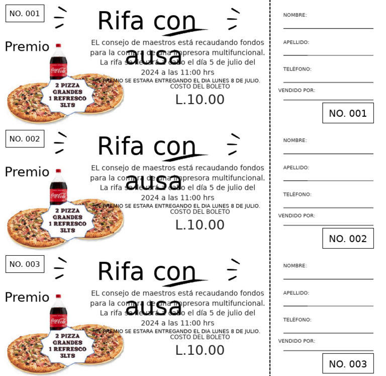 Boleto Rifa Con Causa Simple Blanco y Negro | PDF | De entrada y salida ...